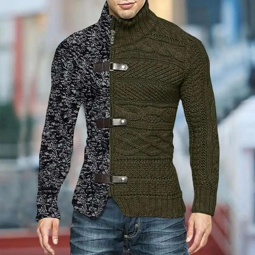 Elevate Your Winter Style with Men's Asymmetric Knit Sweater Coat