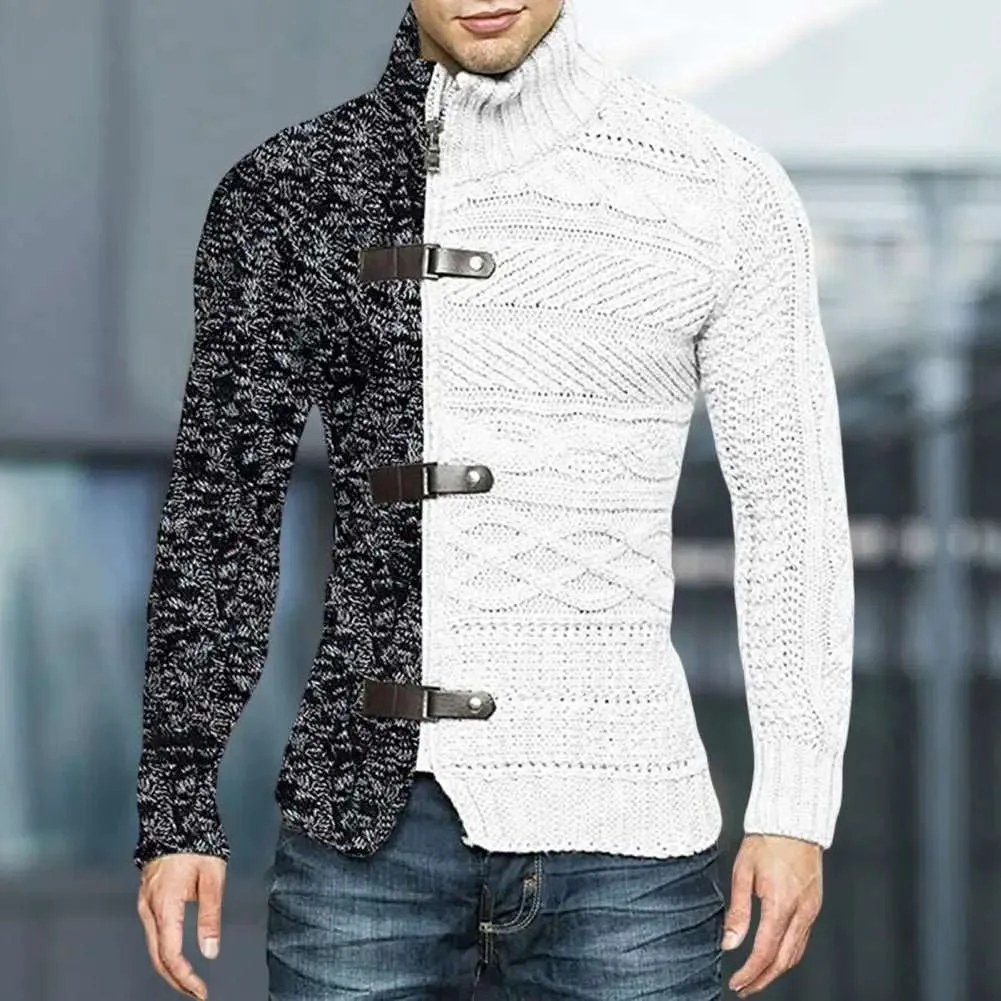 Elevate Your Winter Style with Men's Asymmetric Knit Sweater Coat