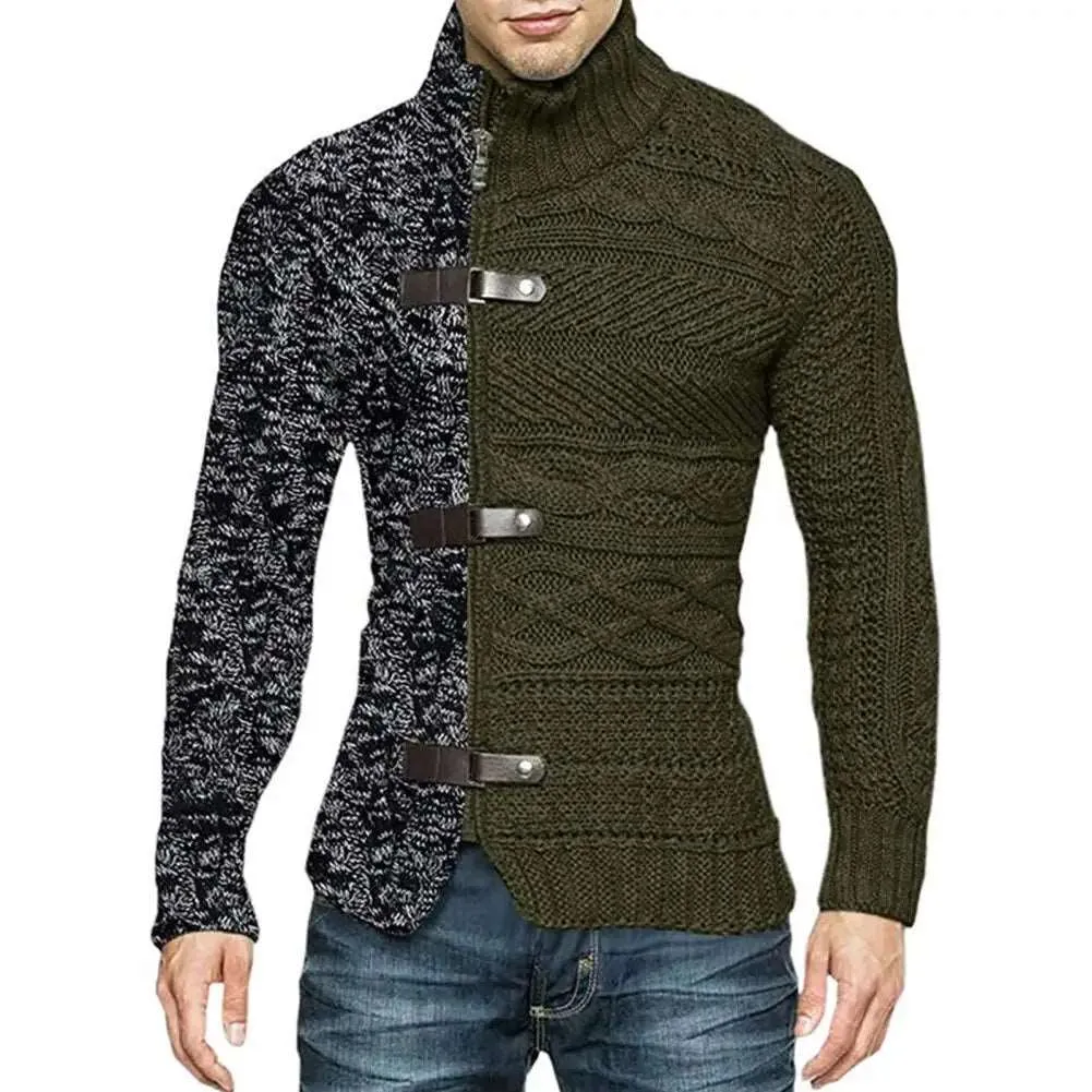 Elevate Your Winter Style with Men's Asymmetric Knit Sweater Coat