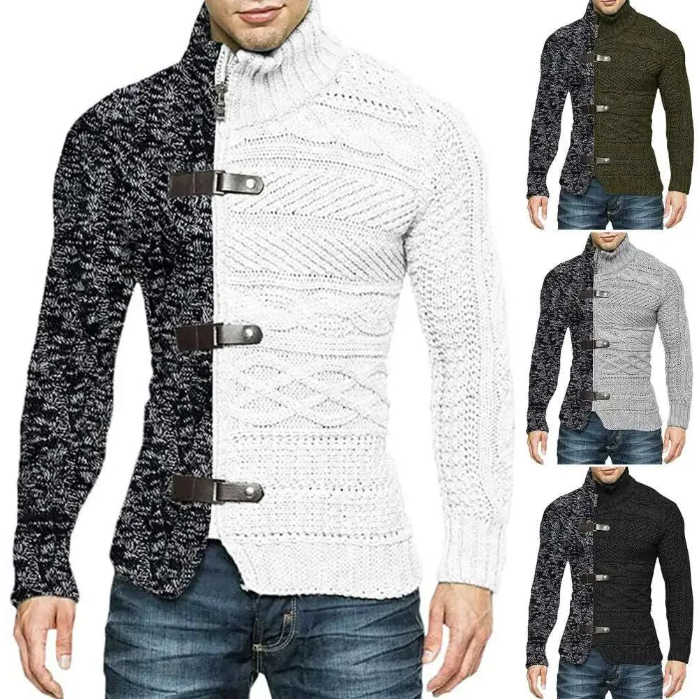 Elevate Your Winter Style with Men's Asymmetric Knit Sweater Coat