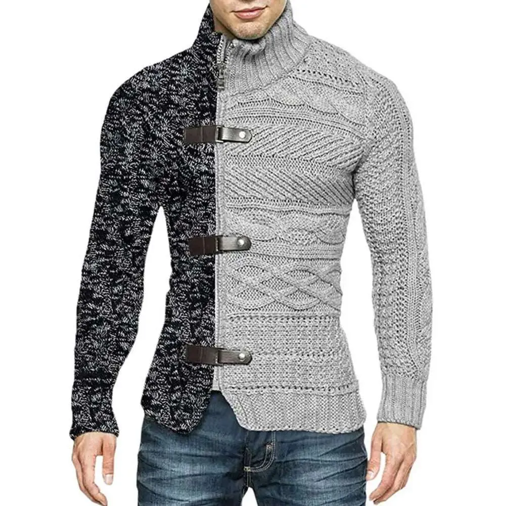 Elevate Your Winter Style with Men's Asymmetric Knit Sweater Coat