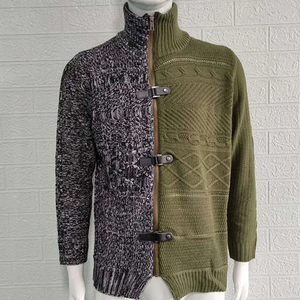 Elevate Your Winter Style with Men's Asymmetric Knit Sweater Coat