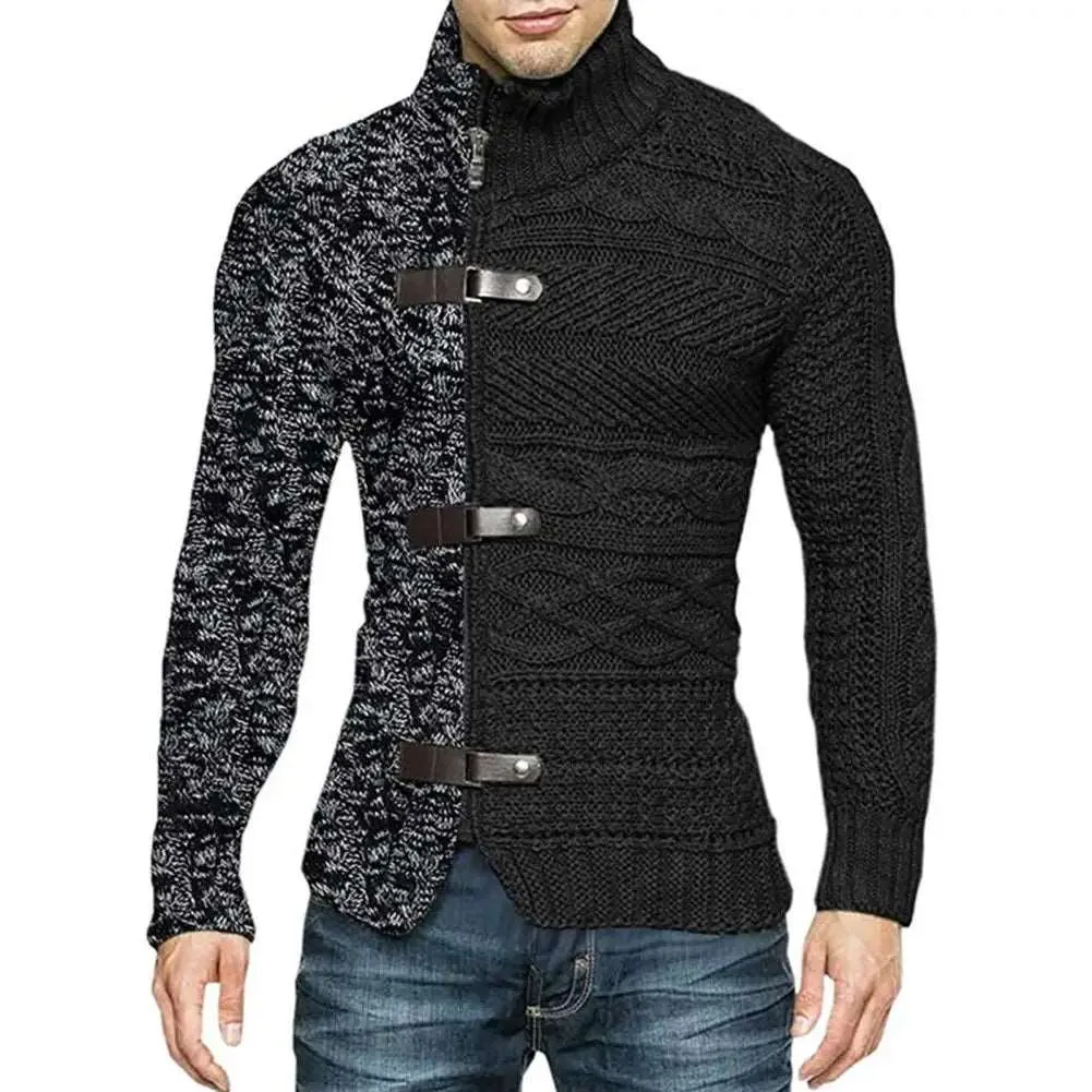 Elevate Your Winter Style with Men's Asymmetric Knit Sweater Coat