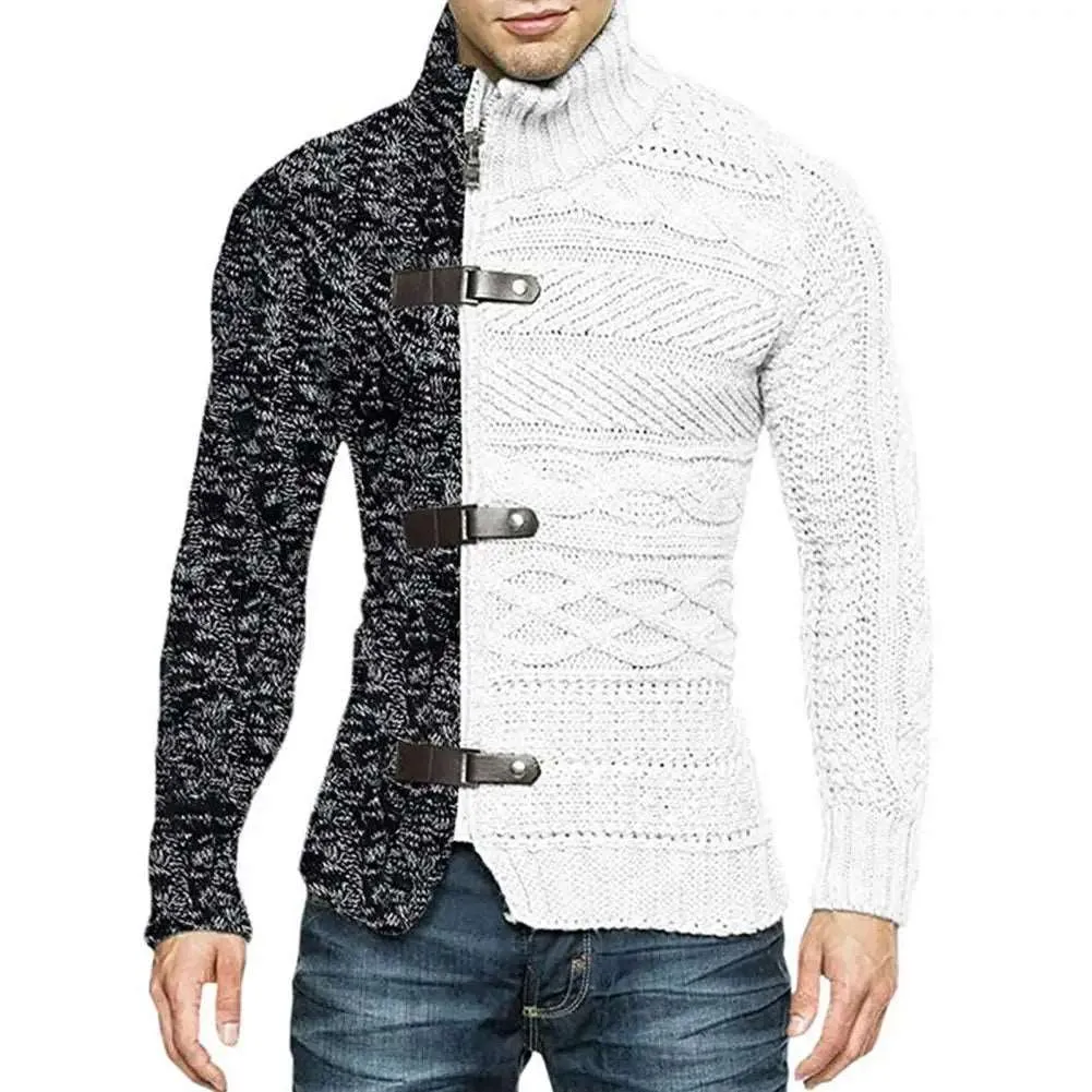 Elevate Your Winter Style with Men's Asymmetric Knit Sweater Coat