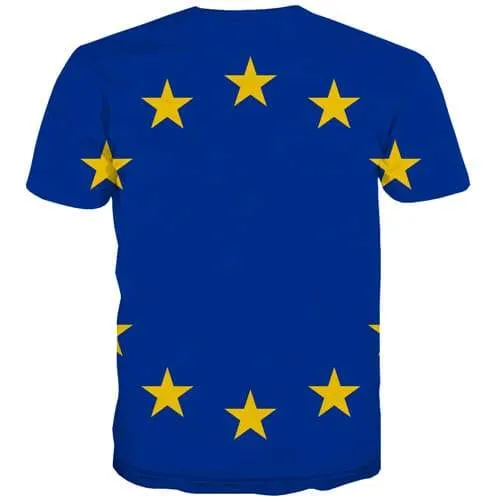 Eu Flag T shirts Men Europe T-shirts 3d Blue Shirt Print Star Tshirt Printed Harajuku T shirts Funny Short Sleeve summer