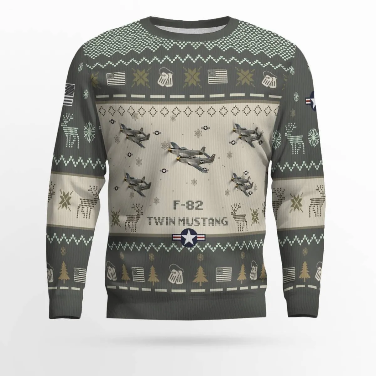 F-82 Twin Mustang F82 Aircraft Ugly Sweater, Ugly Sweater Christmas Shirt for Men Dad Veteran