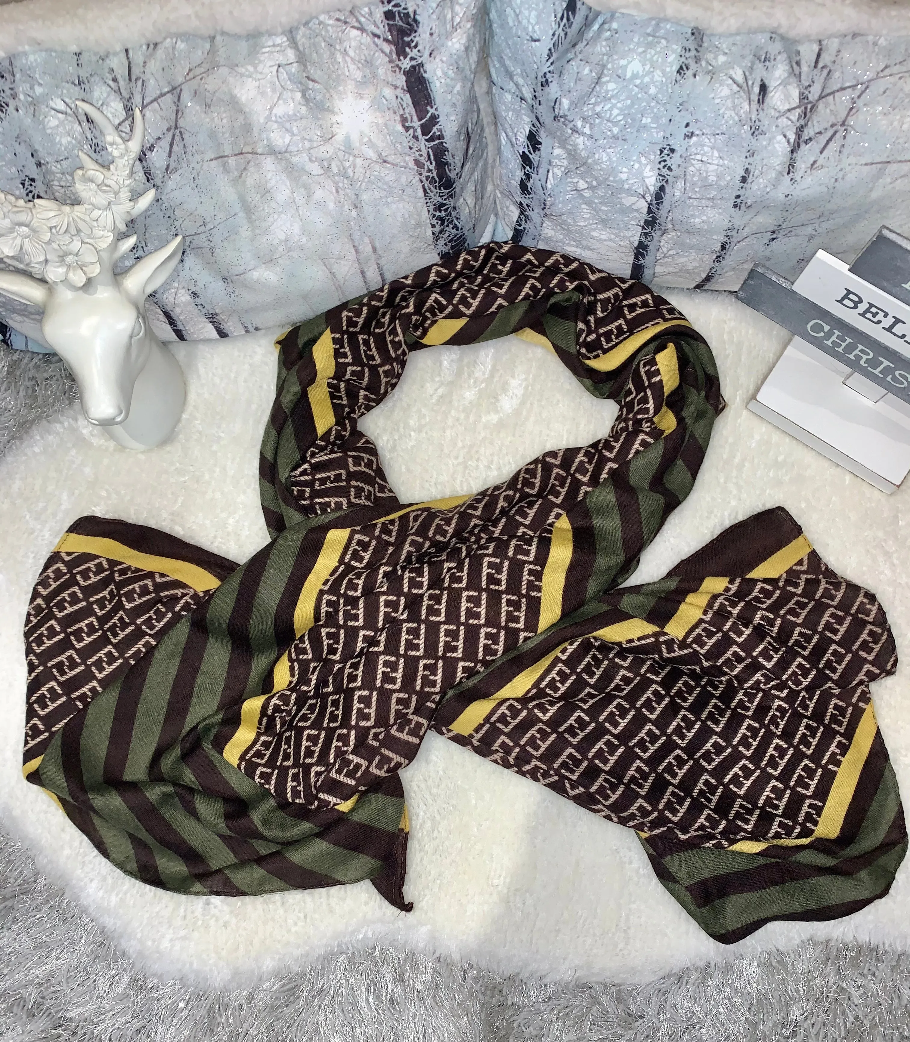 F print wool blend  scarf