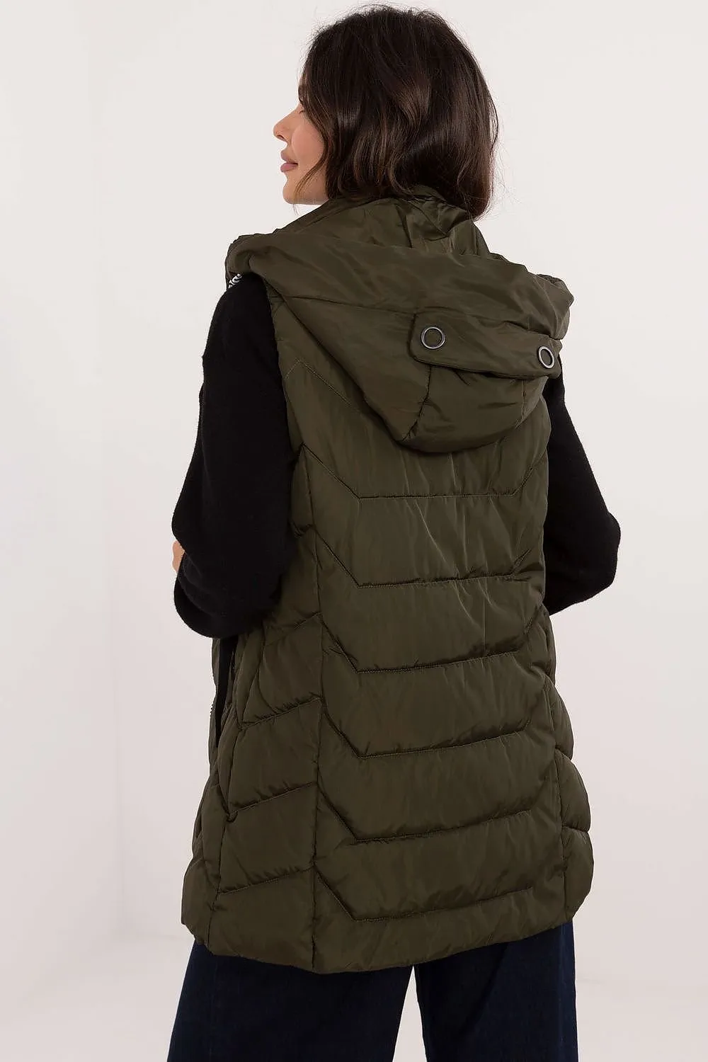 Factory Price Fashion NY Buttoned Hood Long Quilted Vest