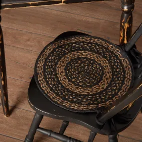 Farmhouse Black and Tan Braided Chair Pad 15" - Set of 6