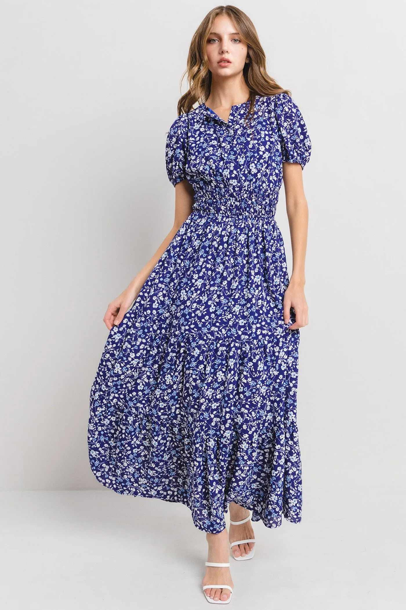 Floral Print Tiered Maxi Dress