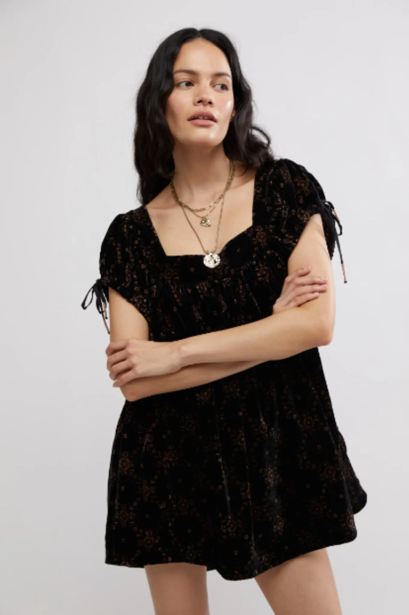 Free People: Velvet Summer Camp Tunic in Black Combo