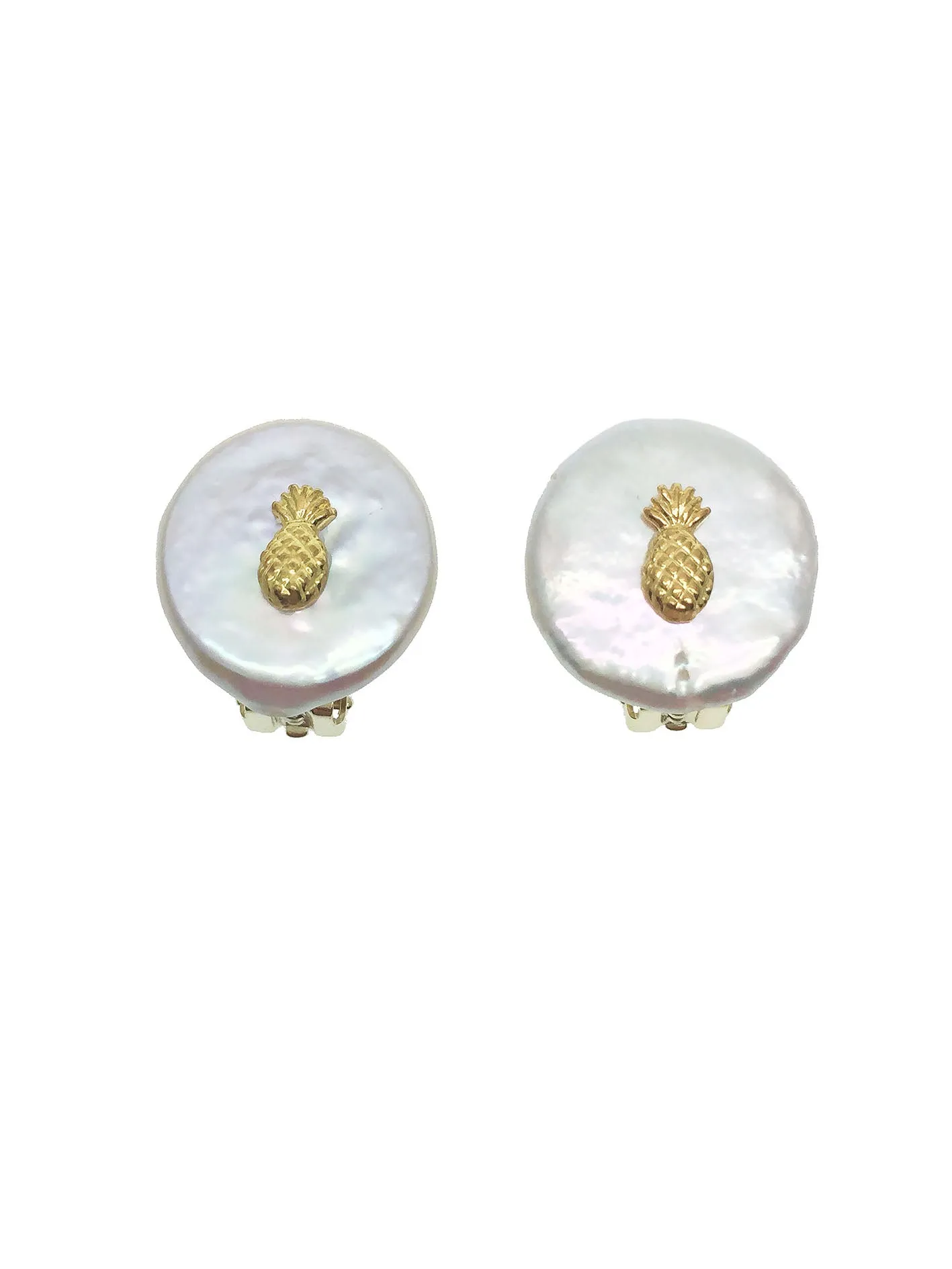 Freshwater Pearls Adorned Pineapple Clip On Earrings ME120