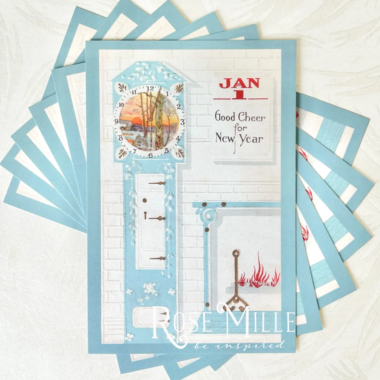 Good Cheer for New Year - Layering PostCards