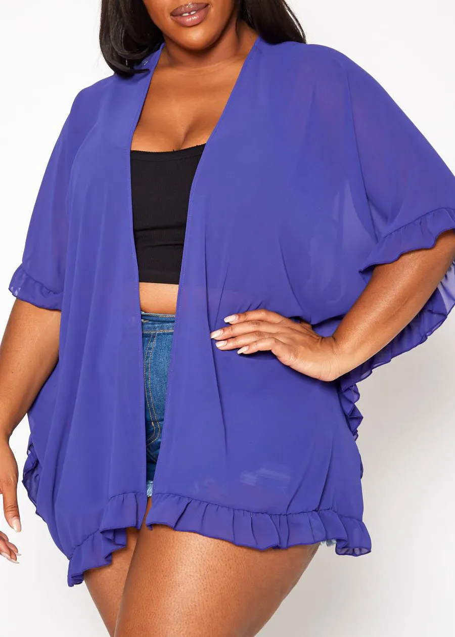 HI Curvy Plus Size Women Open Front Duster Cardigan