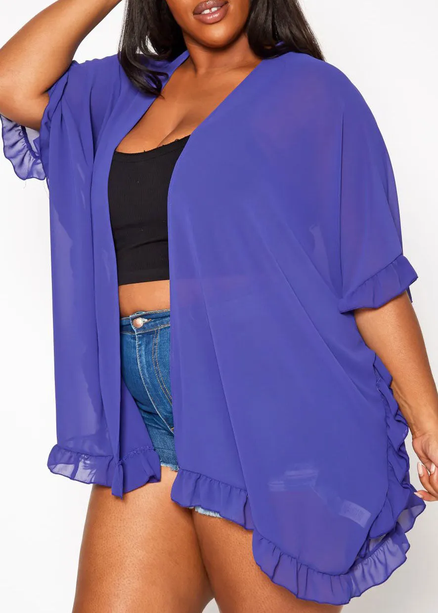 HI Curvy Plus Size Women Open Front Duster Cardigan