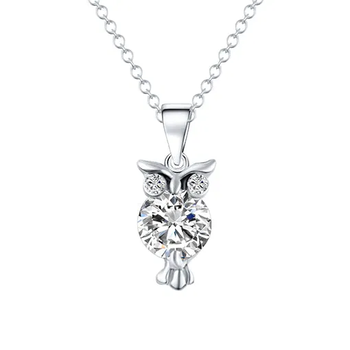 IF YOU Trendy Gold Color OWL Necklace Pendants with Crystal CZ bijoux For Women Silver Color Animal Chain Dropship Jewelry Gift