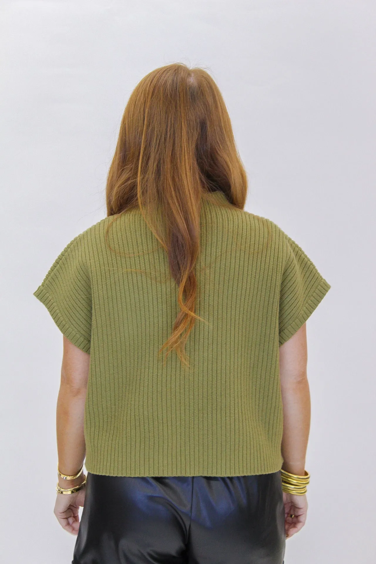 In the Fall Mock Neck Sweater Top- Olive