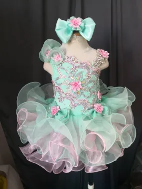 International Little Miss Glitz Cupcake Baby Pageant Dress With Hair bow or Headband