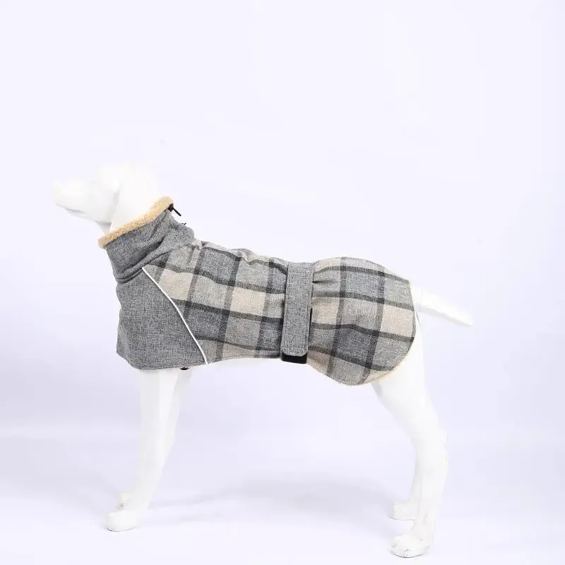 Italy Greyhound Fall/Winter Plaid Coat | Wool & Reflective Cold-Proof Cotton Coat | Suitable for Whippet Dog | Pet Clothes