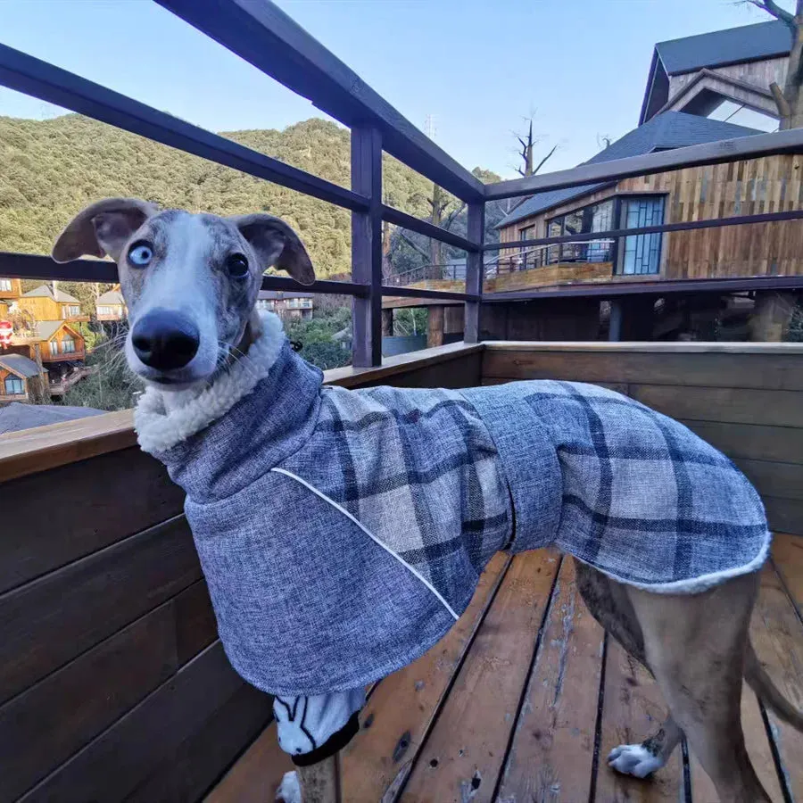 Italy Greyhound Fall/Winter Plaid Coat | Wool & Reflective Cold-Proof Cotton Coat | Suitable for Whippet Dog | Pet Clothes