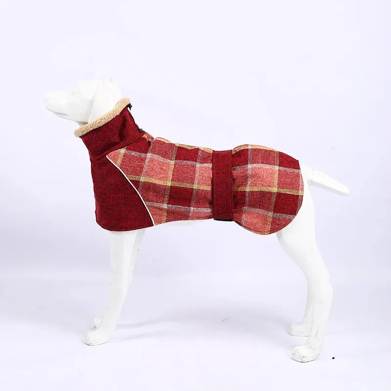 Italy Greyhound Fall/Winter Plaid Coat | Wool & Reflective Cold-Proof Cotton Coat | Suitable for Whippet Dog | Pet Clothes