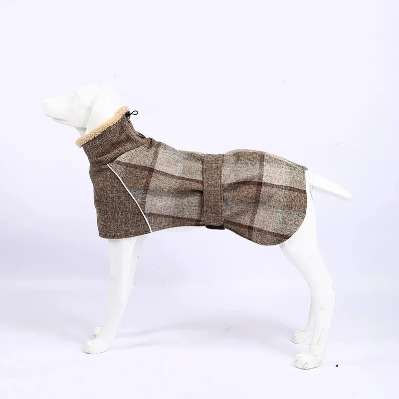 Italy Greyhound Fall/Winter Plaid Coat | Wool & Reflective Cold-Proof Cotton Coat | Suitable for Whippet Dog | Pet Clothes