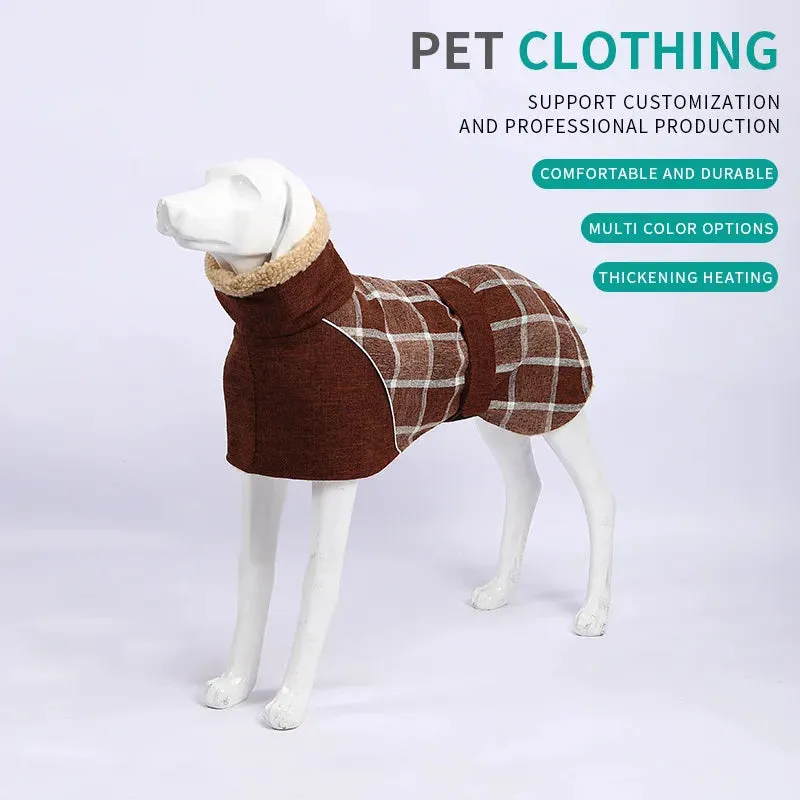 Italy Greyhound Fall/Winter Plaid Coat | Wool & Reflective Cold-Proof Cotton Coat | Suitable for Whippet Dog | Pet Clothes