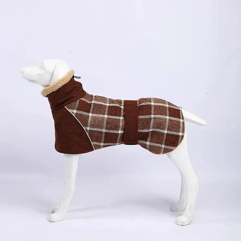 Italy Greyhound Fall/Winter Plaid Coat | Wool & Reflective Cold-Proof Cotton Coat | Suitable for Whippet Dog | Pet Clothes