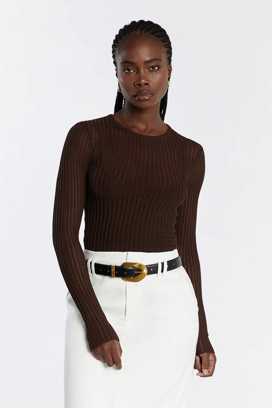 JOVIE CHOC LONG SLEEVE TOP