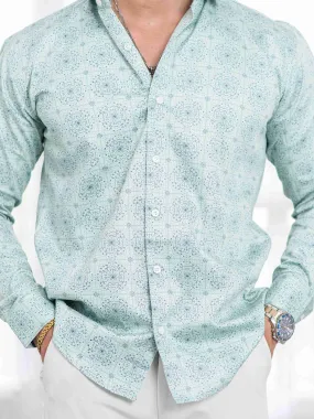 Light Green Satin Print Premium Shirt