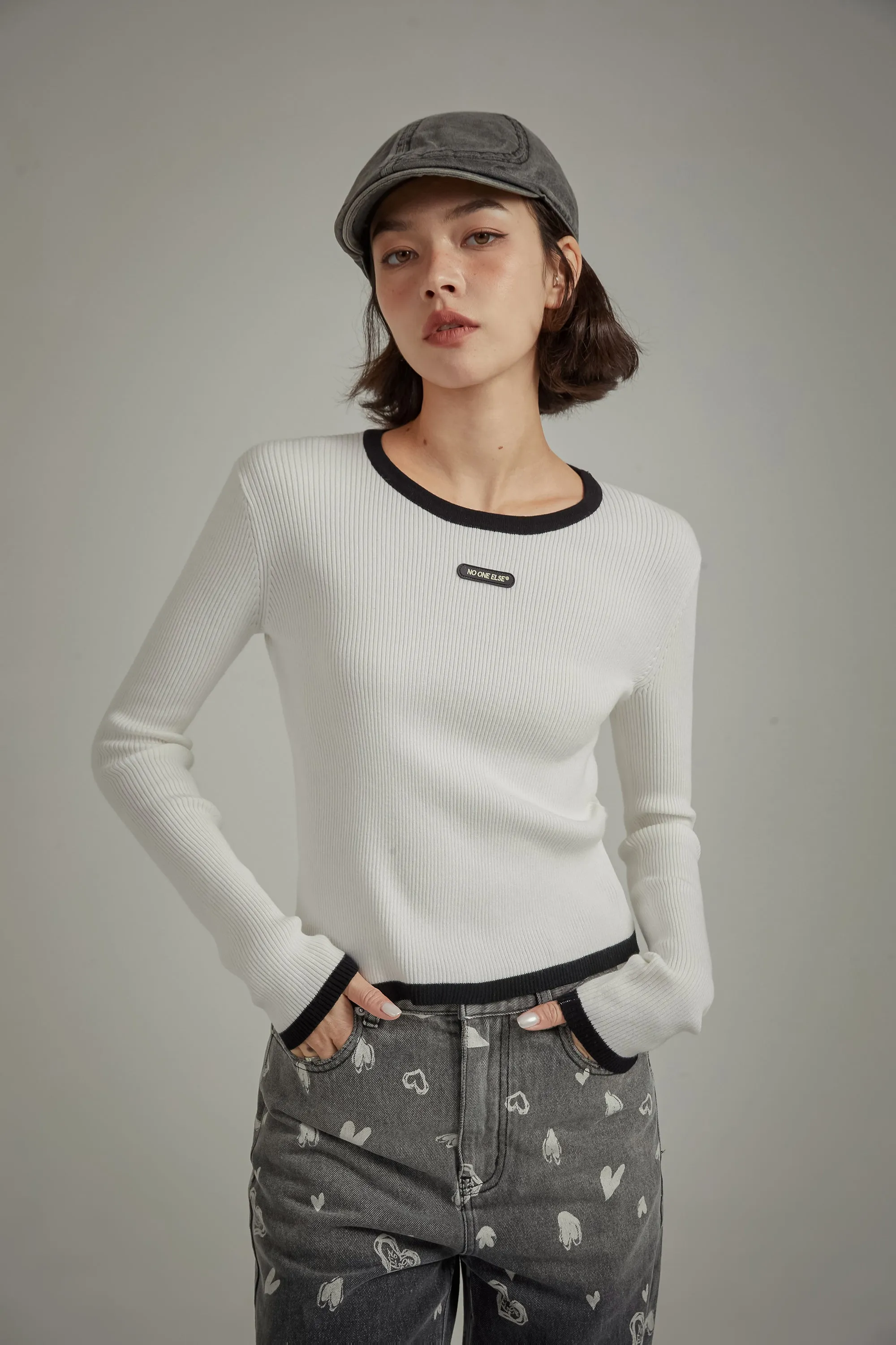 Line Color Scheme Knit Top