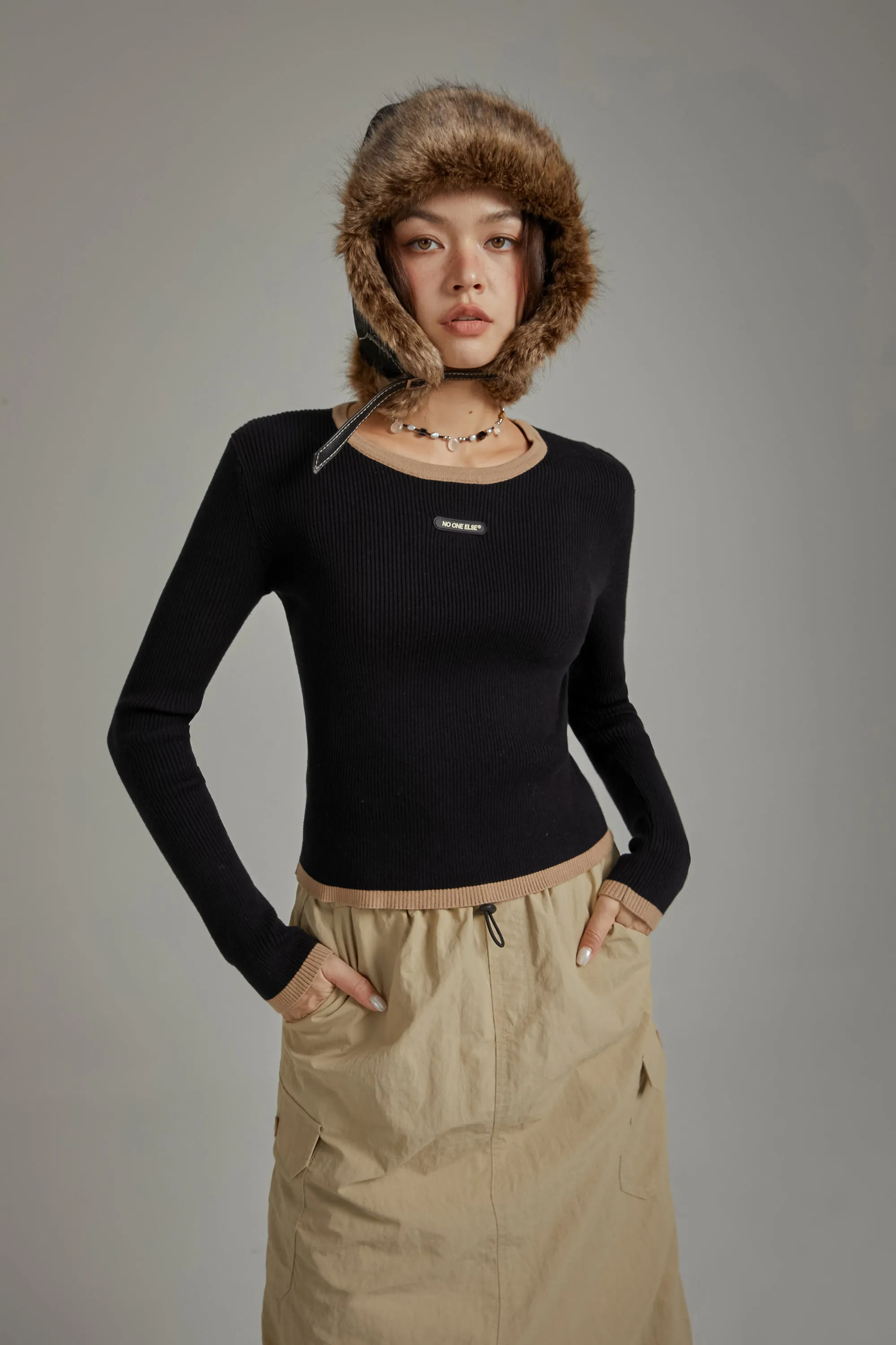 Line Color Scheme Knit Top