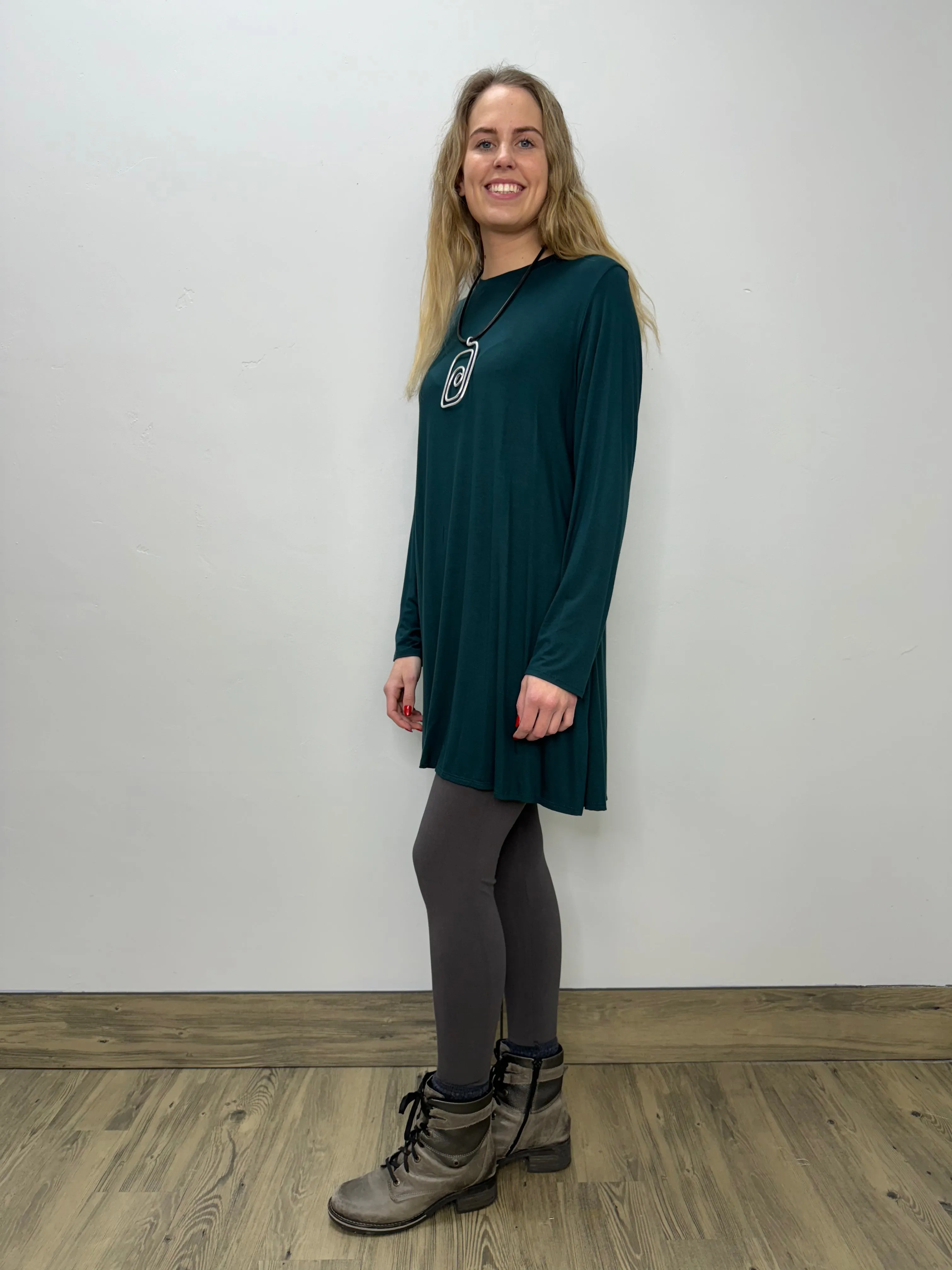 Long Sleeve Basic A-Line Tunic - Deep Sea