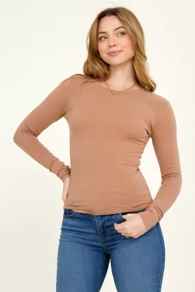 Long Sleeve Cotton Tee 7464 in Beaver Fur