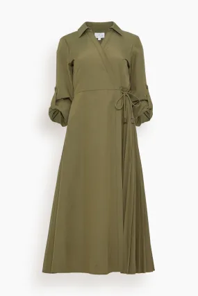 Long Sleeve Midi Shivon Dress in Fern