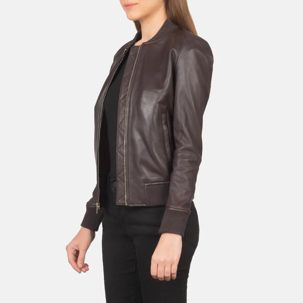 Lucy Maroon Leather Jacket