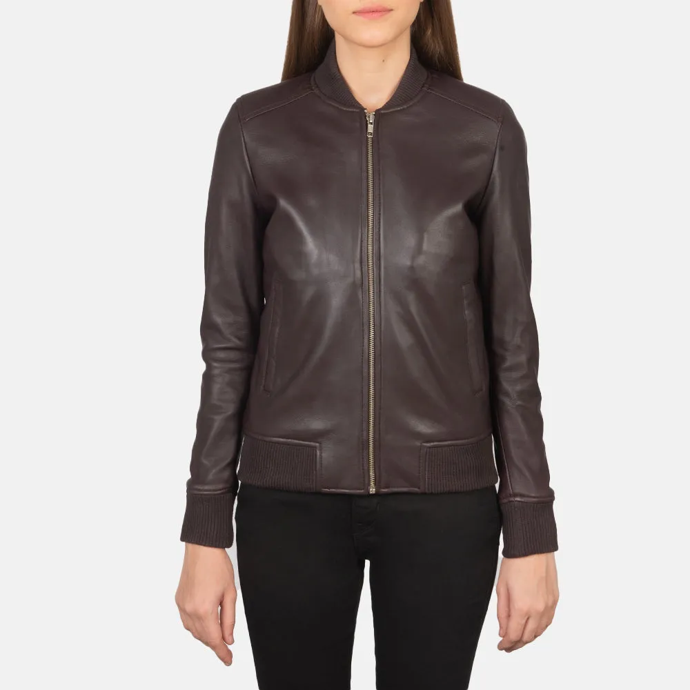 Lucy Maroon Leather Jacket