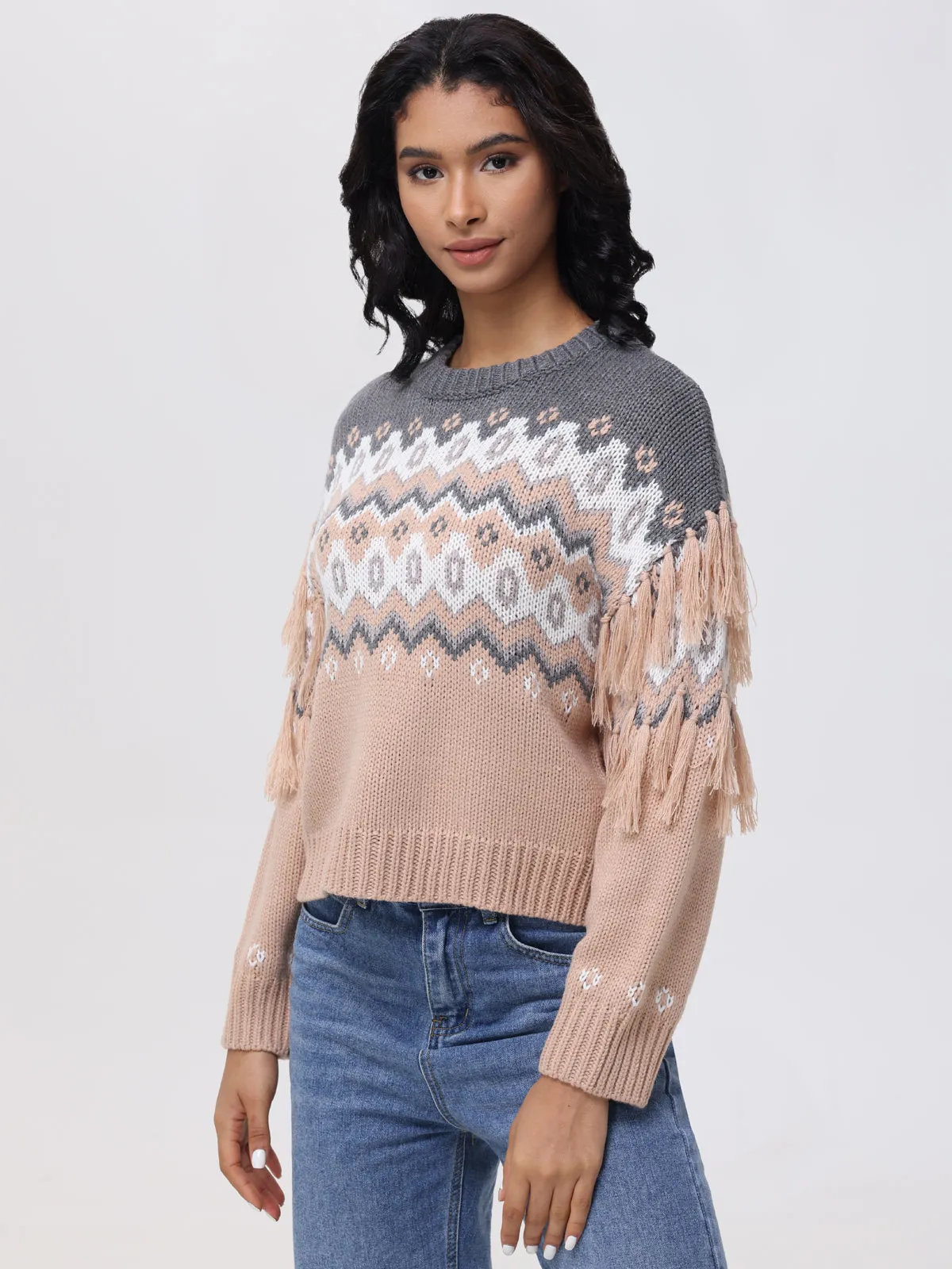 Margaret: Fringe Fair Isle Sweater