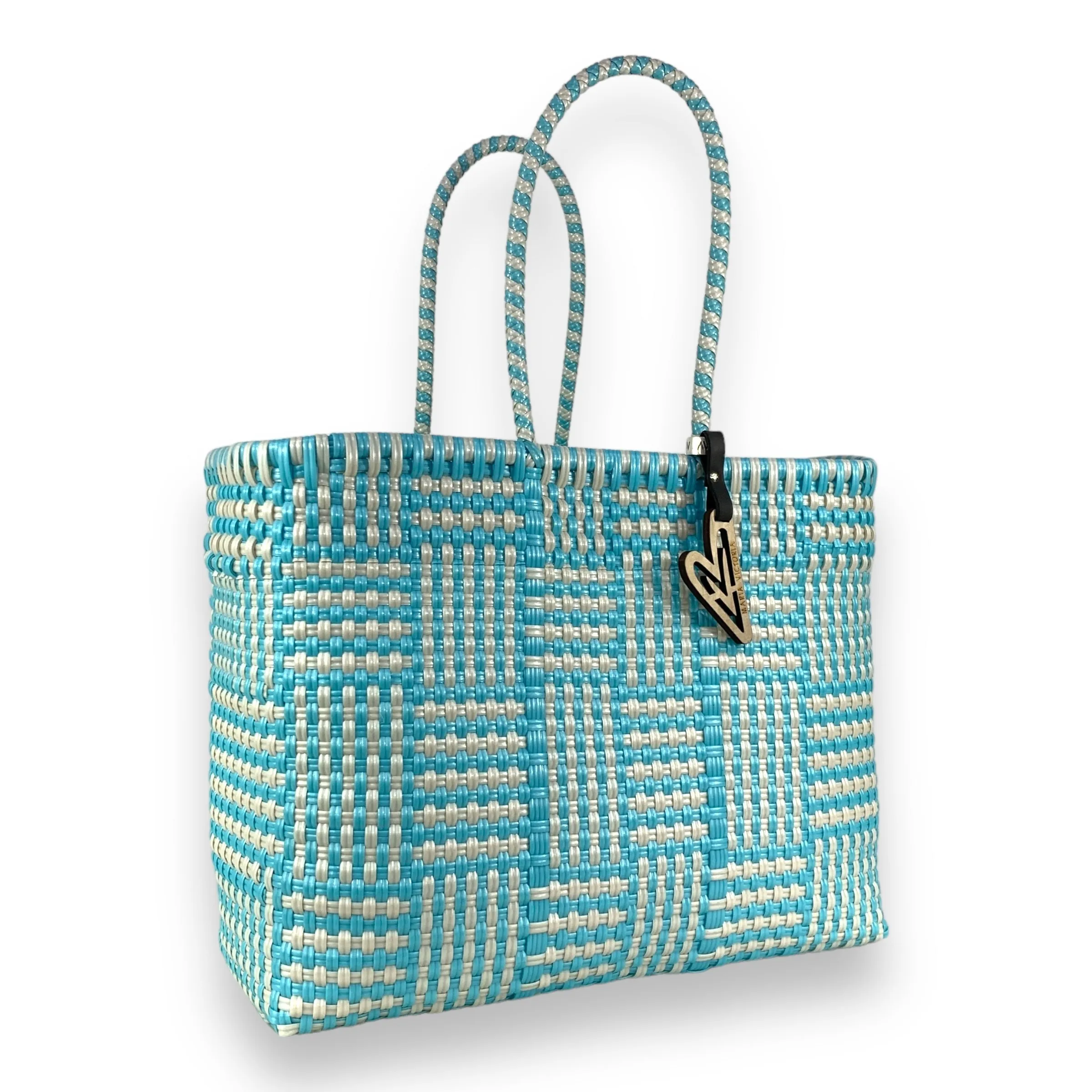 Maria Victoria | Angelic Tote | Upcycled, Handwoven, blue/white Tote