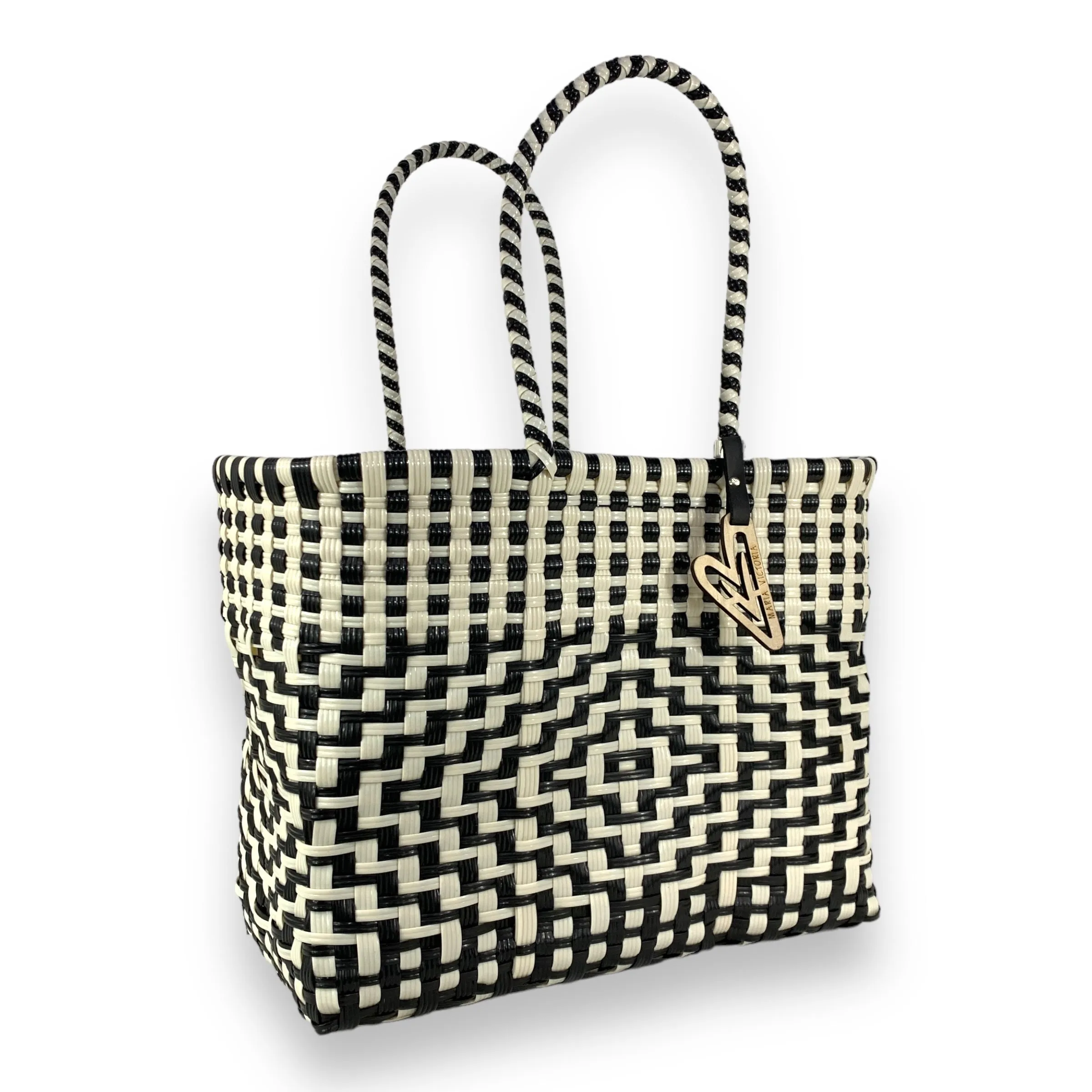 Maria Victoria |  Shapes Tote | Upcycled, Handwoven, Black/ivory Tote