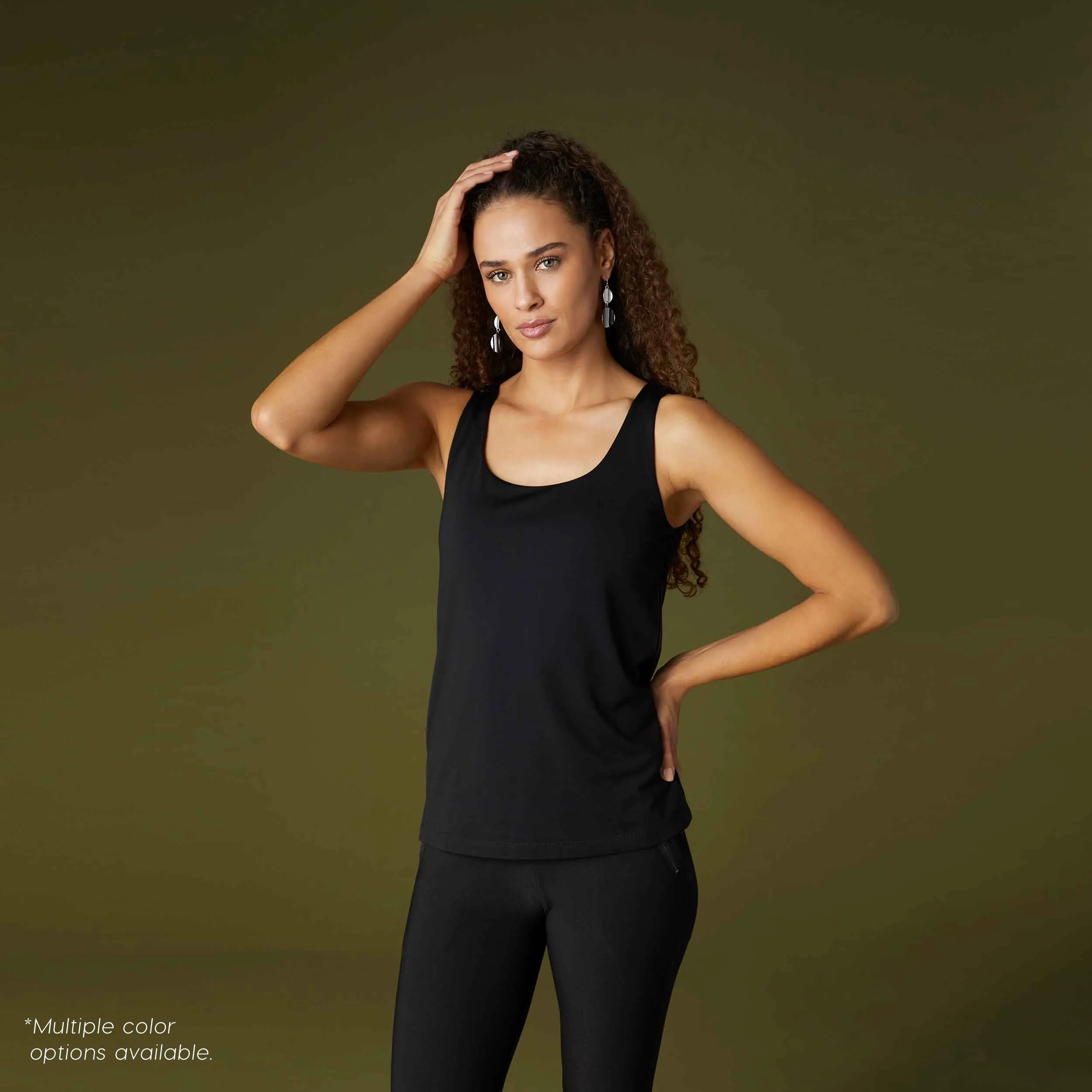 Marta Double Layer Scoop Neck Tank - Navy - Final Sale