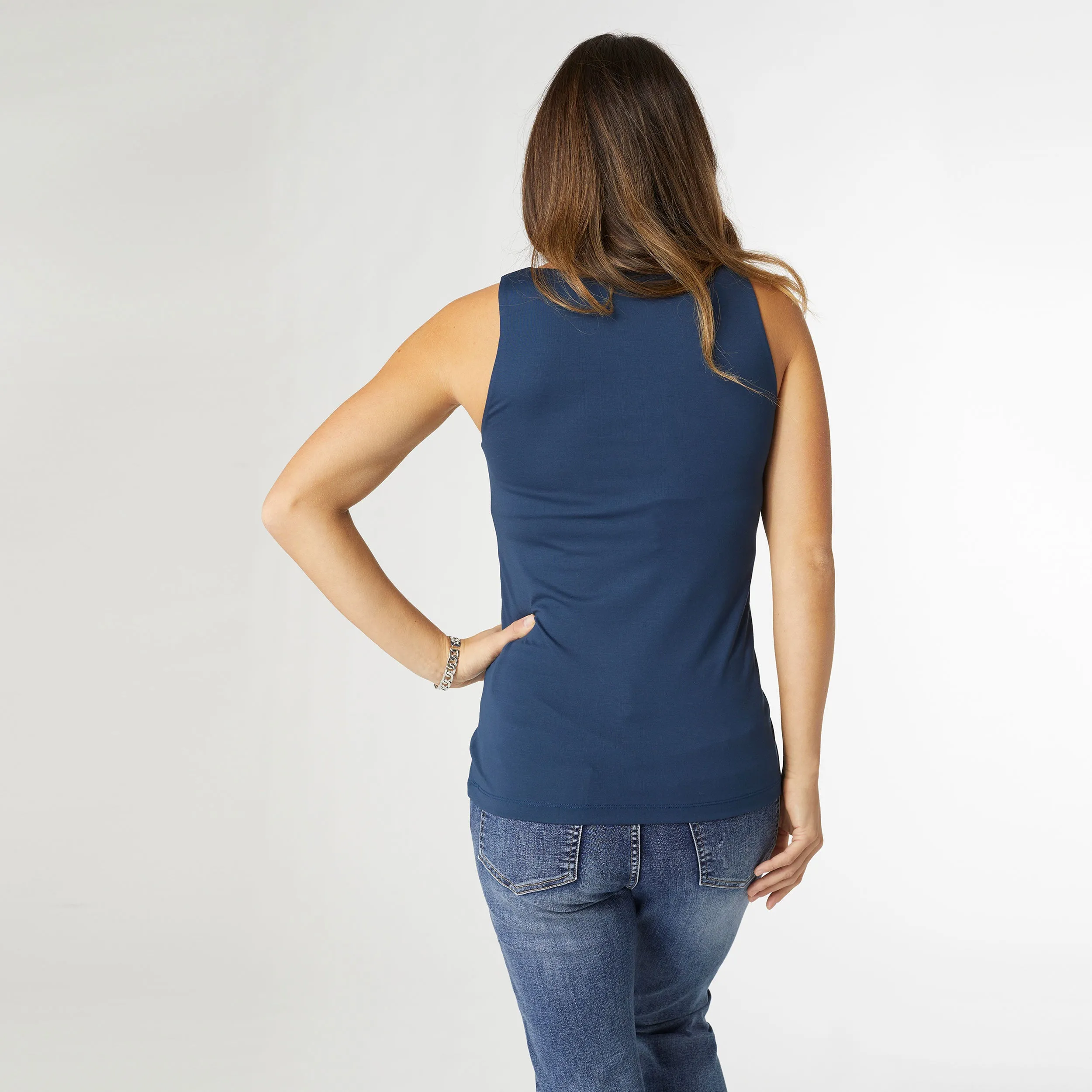 Marta Double Layer Scoop Neck Tank - Navy - Final Sale