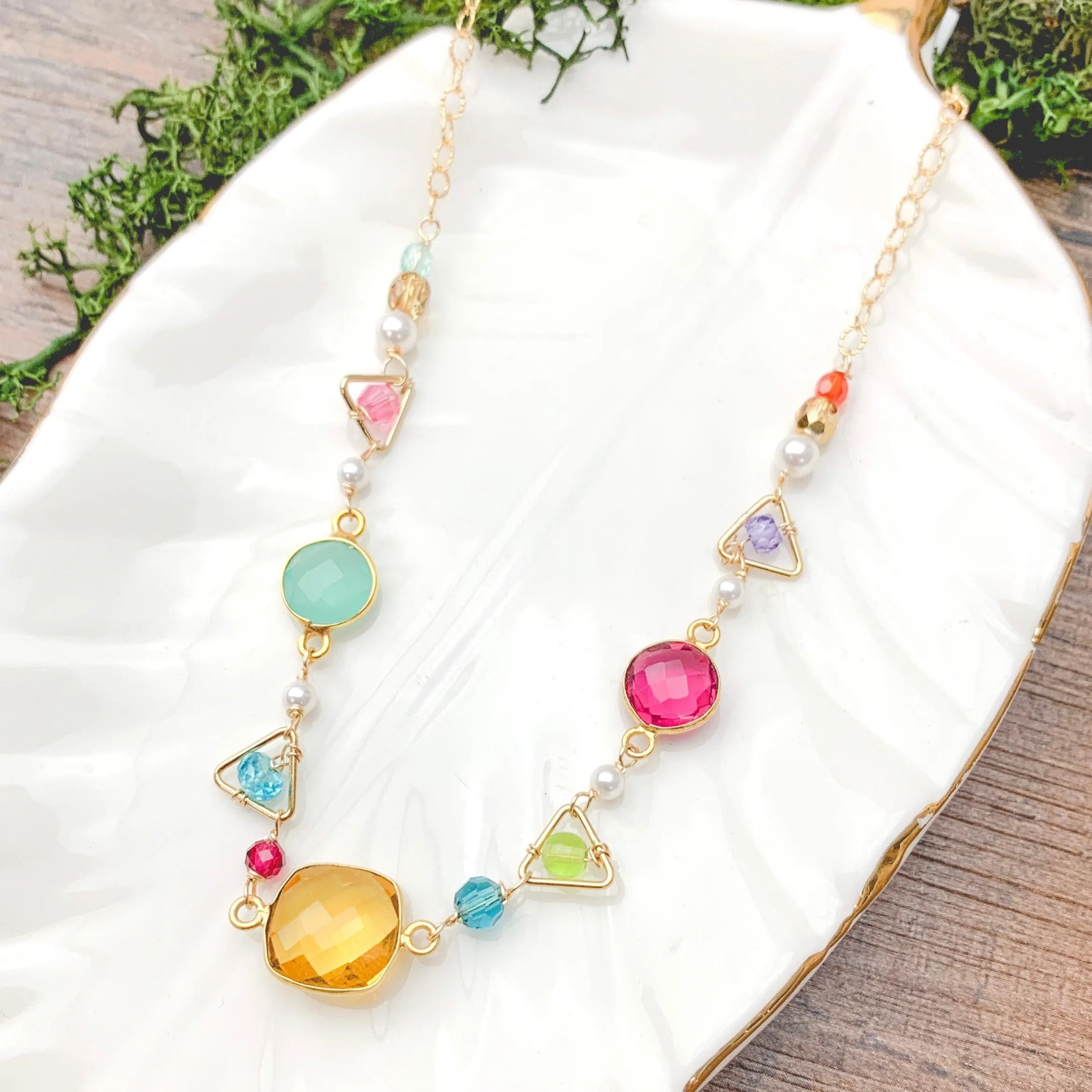 Medium Mixed Shapes Colorful Layering Necklace