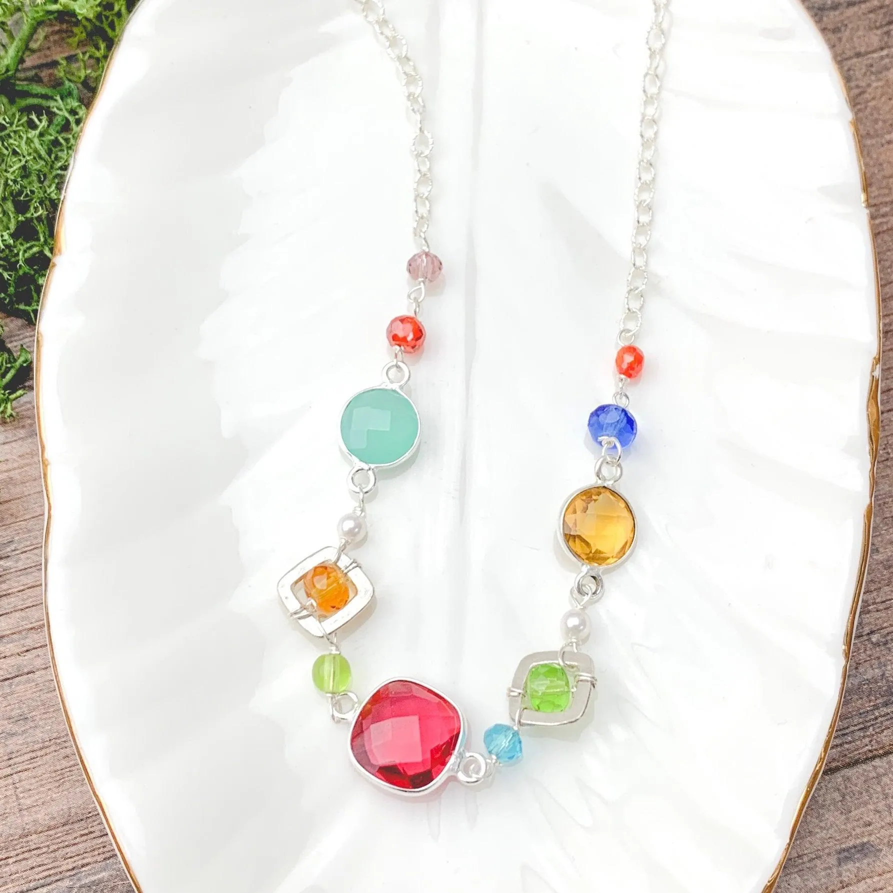 Medium Mixed Shapes Colorful Layering Necklace