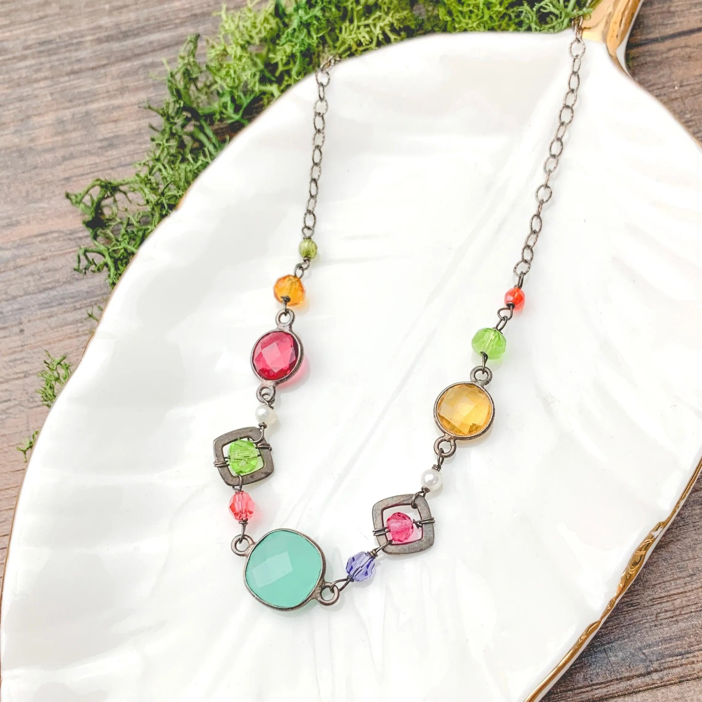 Medium Mixed Shapes Colorful Layering Necklace