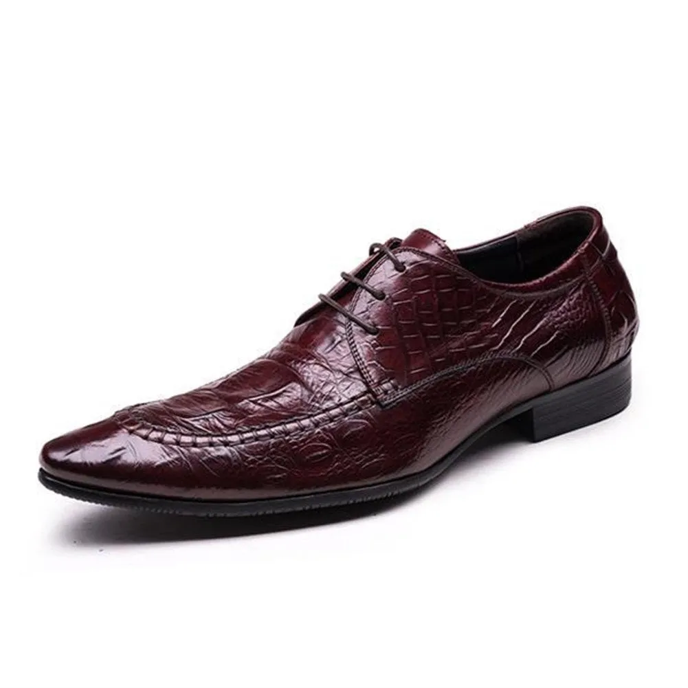 Men Pointed Lace Up Formal Shoes