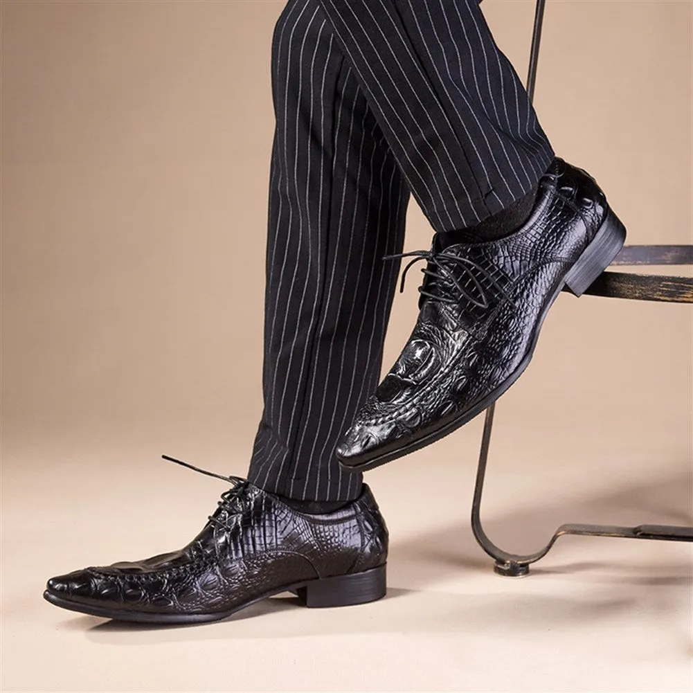 Men Pointed Lace Up Formal Shoes