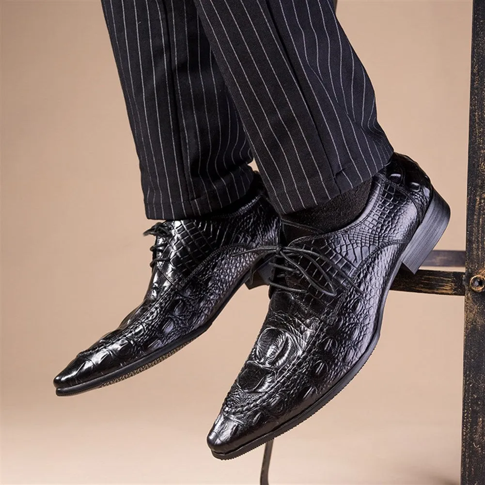 Men Pointed Lace Up Formal Shoes