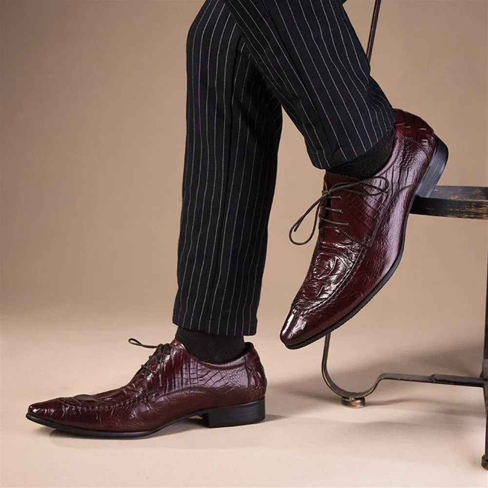 Men Pointed Lace Up Formal Shoes