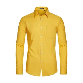 Men's Dress Shirt with Pocket - Y-BRIGHT YELLOW